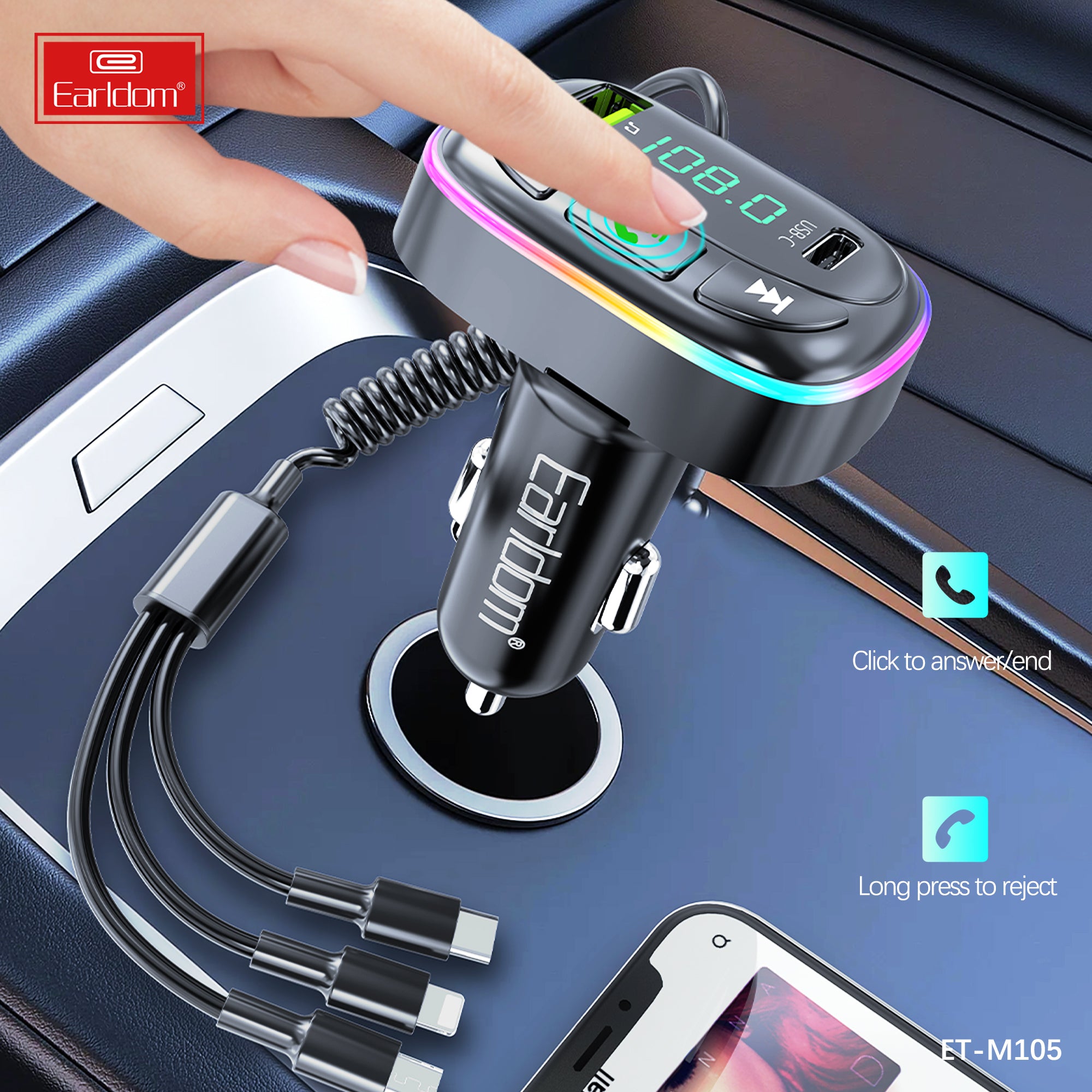 ET-M105 Fm Transmiter with charger cable ET-M105 Fm Transmiter with charger cable